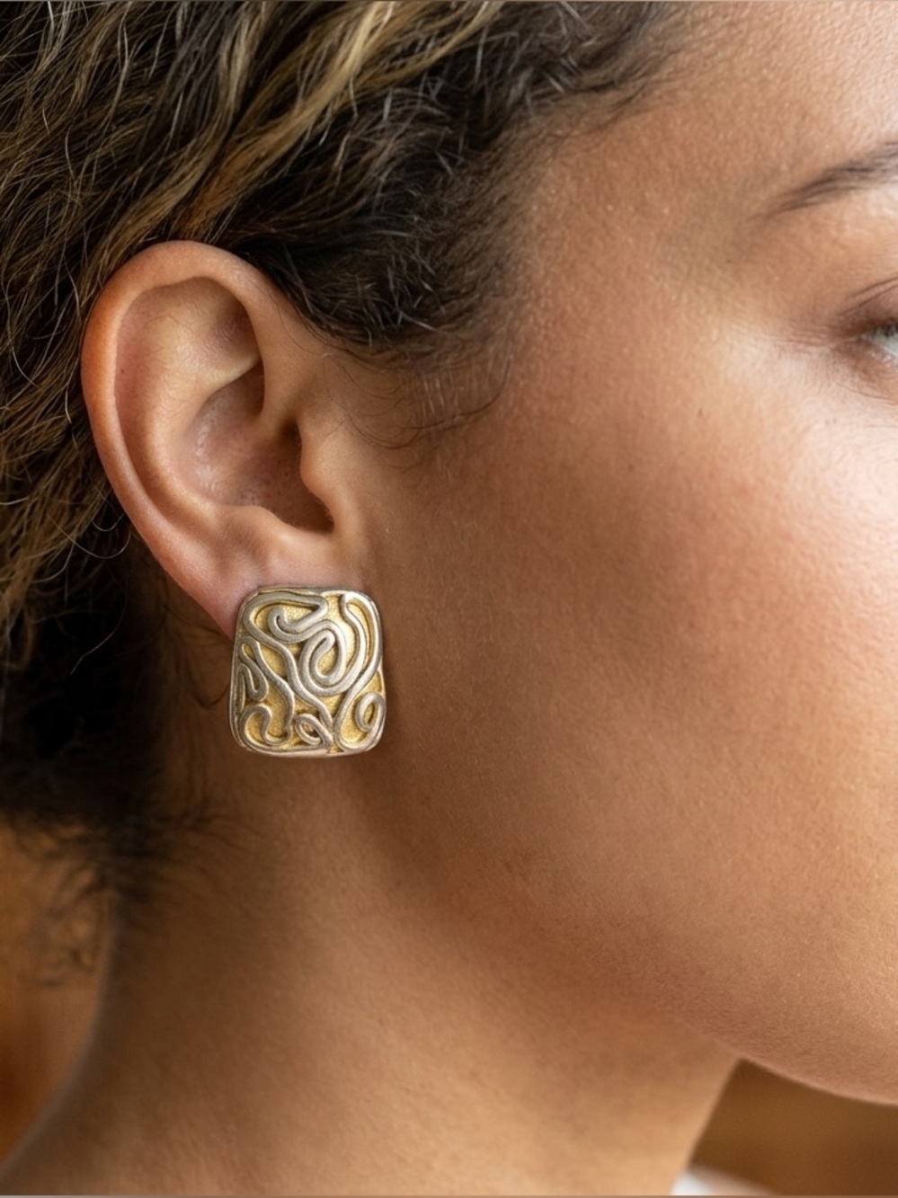Norma Jean clip Vintage jewelry design, featuring signatures and square textures